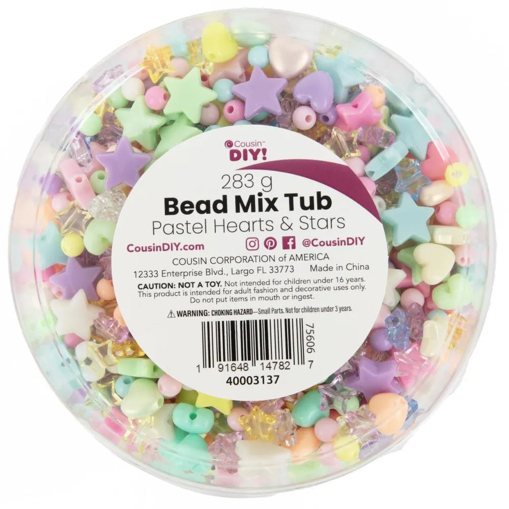 CousinDIY Bead Tub - Pastel Hearts & Stars