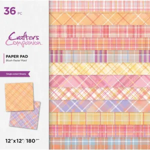 Crafter's Companion Paper Pad 12"X12" Blush Pastel Plaid*