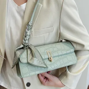 Crocodile-Print Baguette Bag