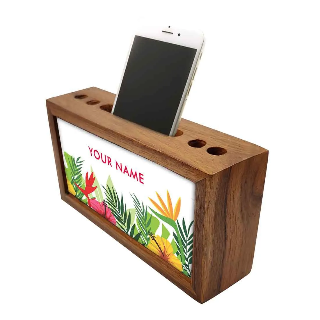 Custom-Made Wood desk organizer - Leaves