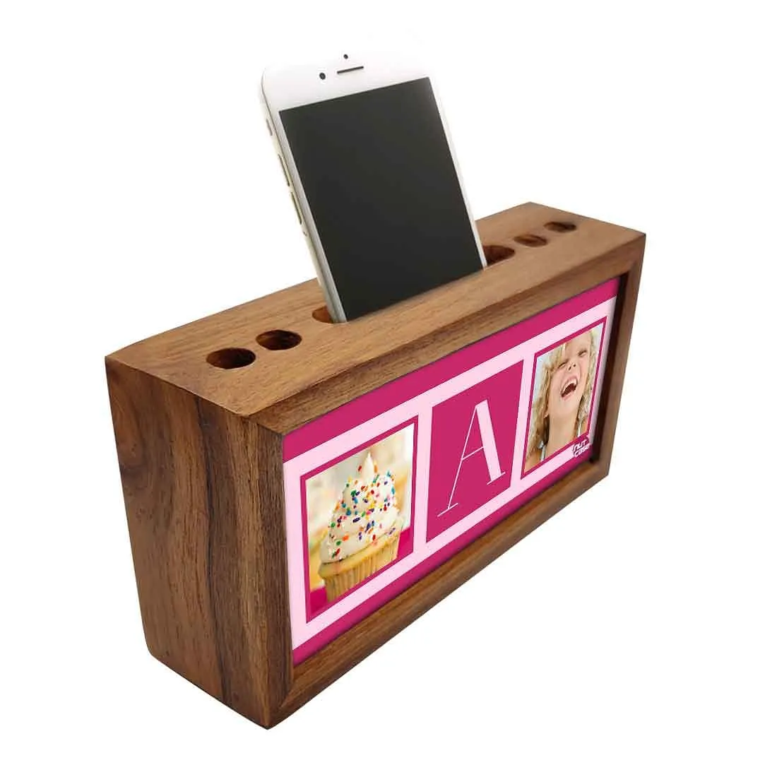 Customized Wooden Desk Organizer - Cup Cake Pink