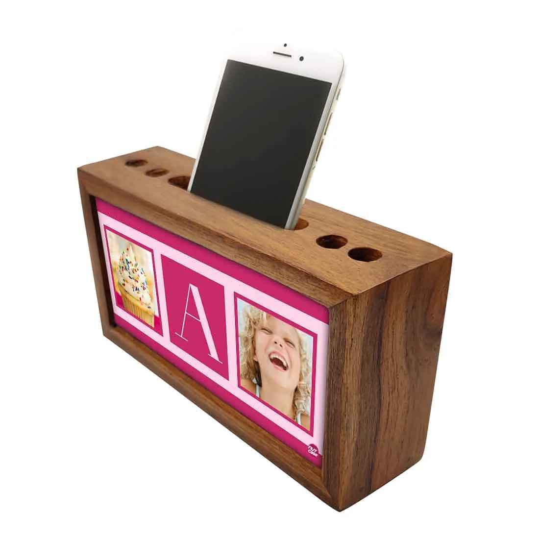 Customized Wooden Desk Organizer - Cup Cake Pink