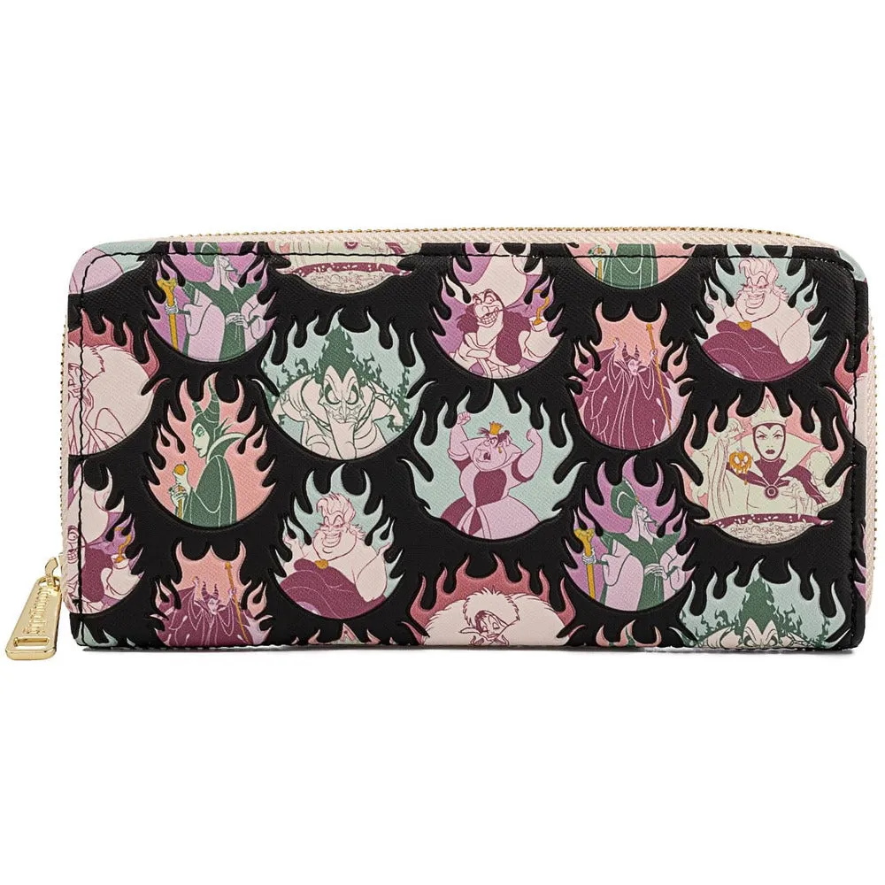 DISNEY VILLAINS PASTEL FLAMES AOP ZIPAROUND WALLET