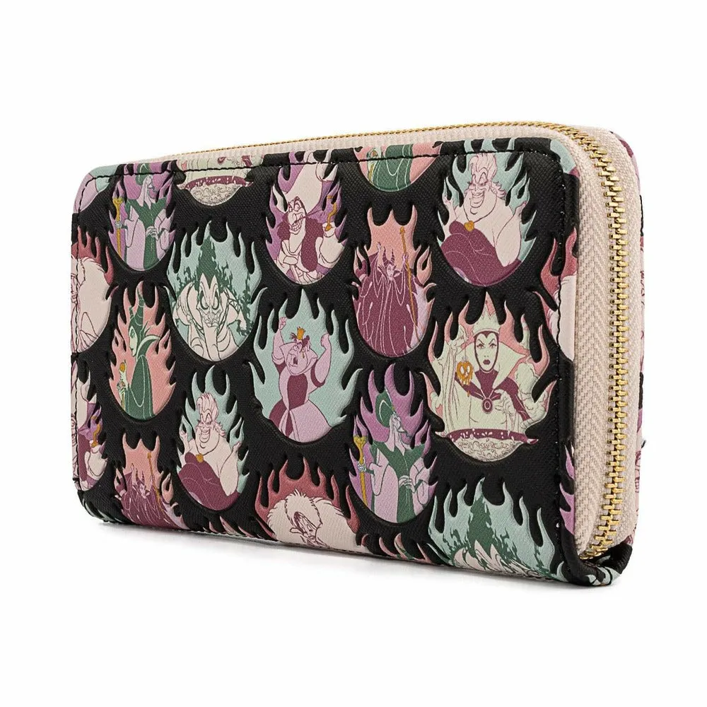 DISNEY VILLAINS PASTEL FLAMES AOP ZIPAROUND WALLET