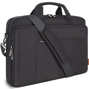 DOMISO 17.3 inch Laptop Bag Business Briefcase Water-resistant Notebook Messenger Shoulder Bag for 17.3" Macbook Pro 17/MSI GS73VR Stealth Pro/Lenovo IdeaPad/ASUS ROG/HP Envy,Black