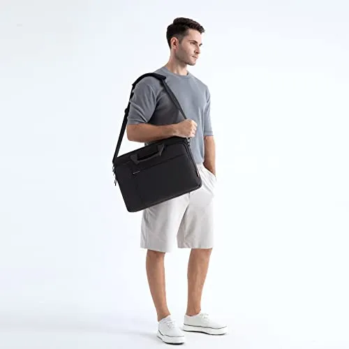 DOMISO 17.3 inch Laptop Bag Business Briefcase Water-resistant Notebook Messenger Shoulder Bag for 17.3" Macbook Pro 17/MSI GS73VR Stealth Pro/Lenovo IdeaPad/ASUS ROG/HP Envy,Black