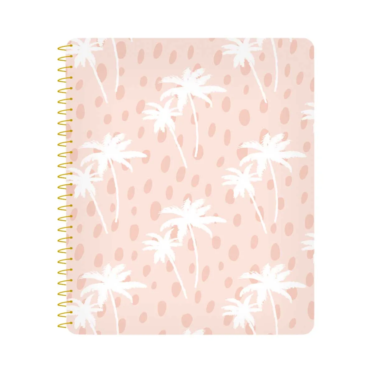 Dotted Palm Tree on Pink Spiral Notebook