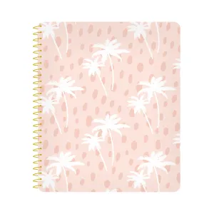 Dotted Palm Tree on Pink Spiral Notebook