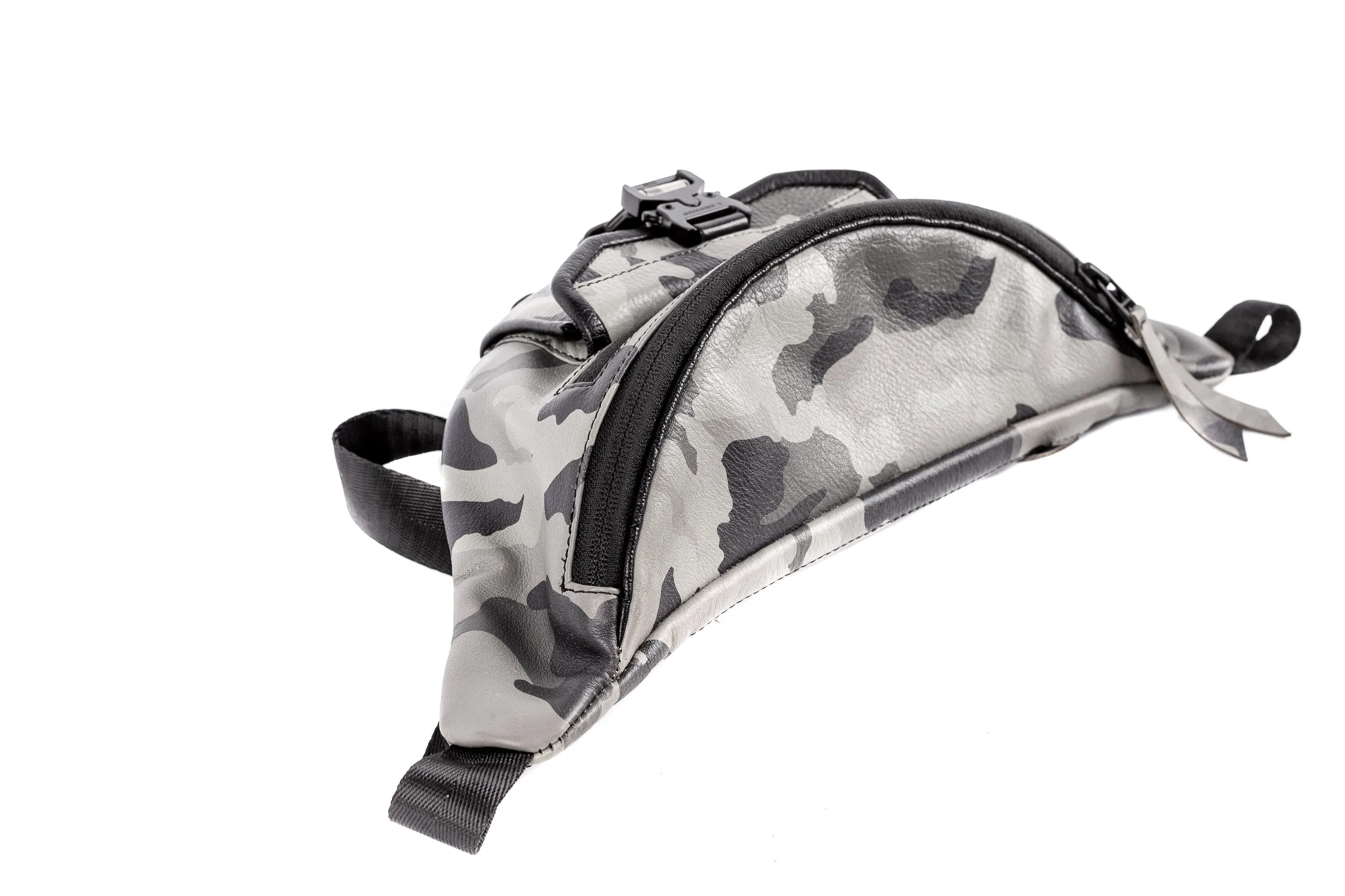 Downtown Gray Camo Leather Fanny Pack Sling Bag Utility Passport Holder