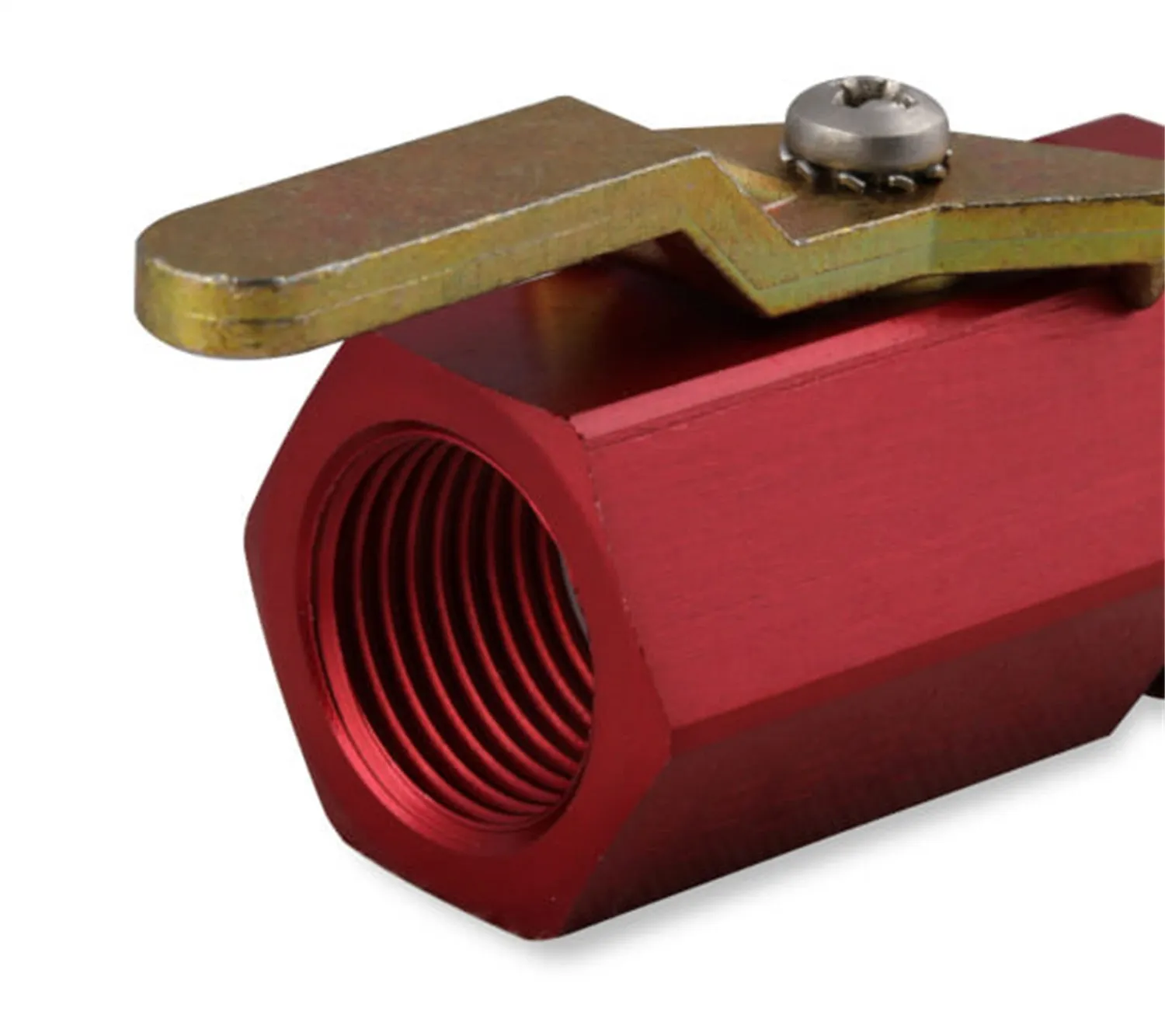 Earl's Performance 230500ERL Shut-Off Valve; 3/8 in. NPT Inlet; 3/8 in. NPT Outlet; Aluminized; Red;