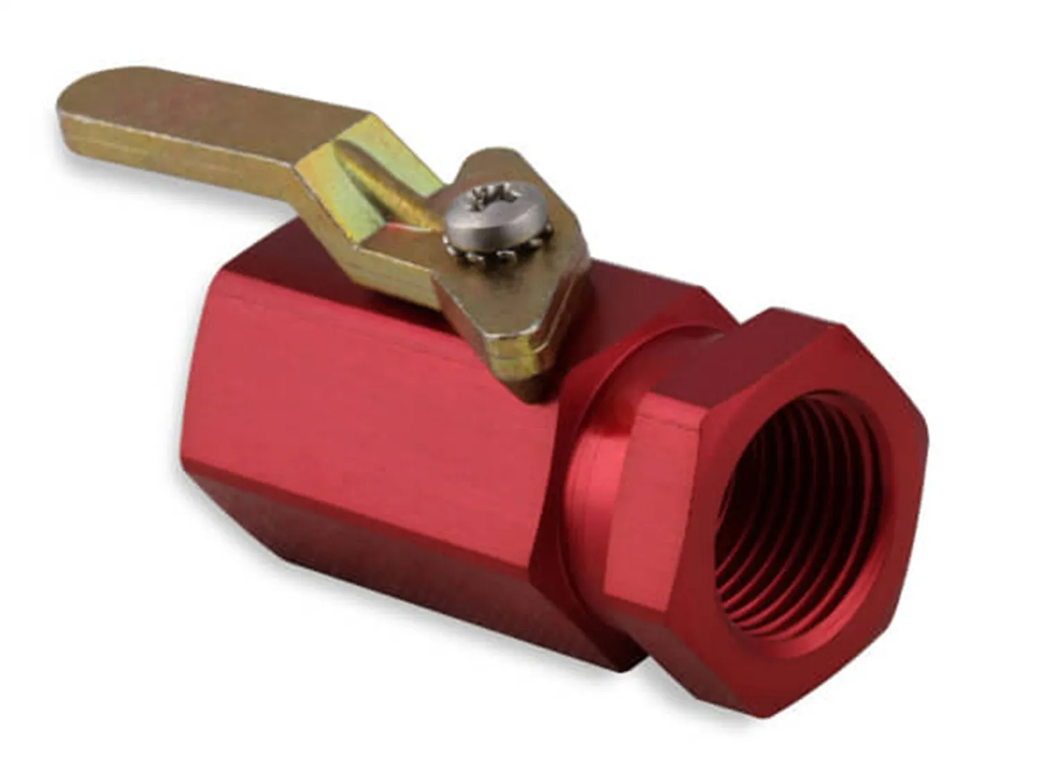 Earl's Performance 230500ERL Shut-Off Valve; 3/8 in. NPT Inlet; 3/8 in. NPT Outlet; Aluminized; Red;
