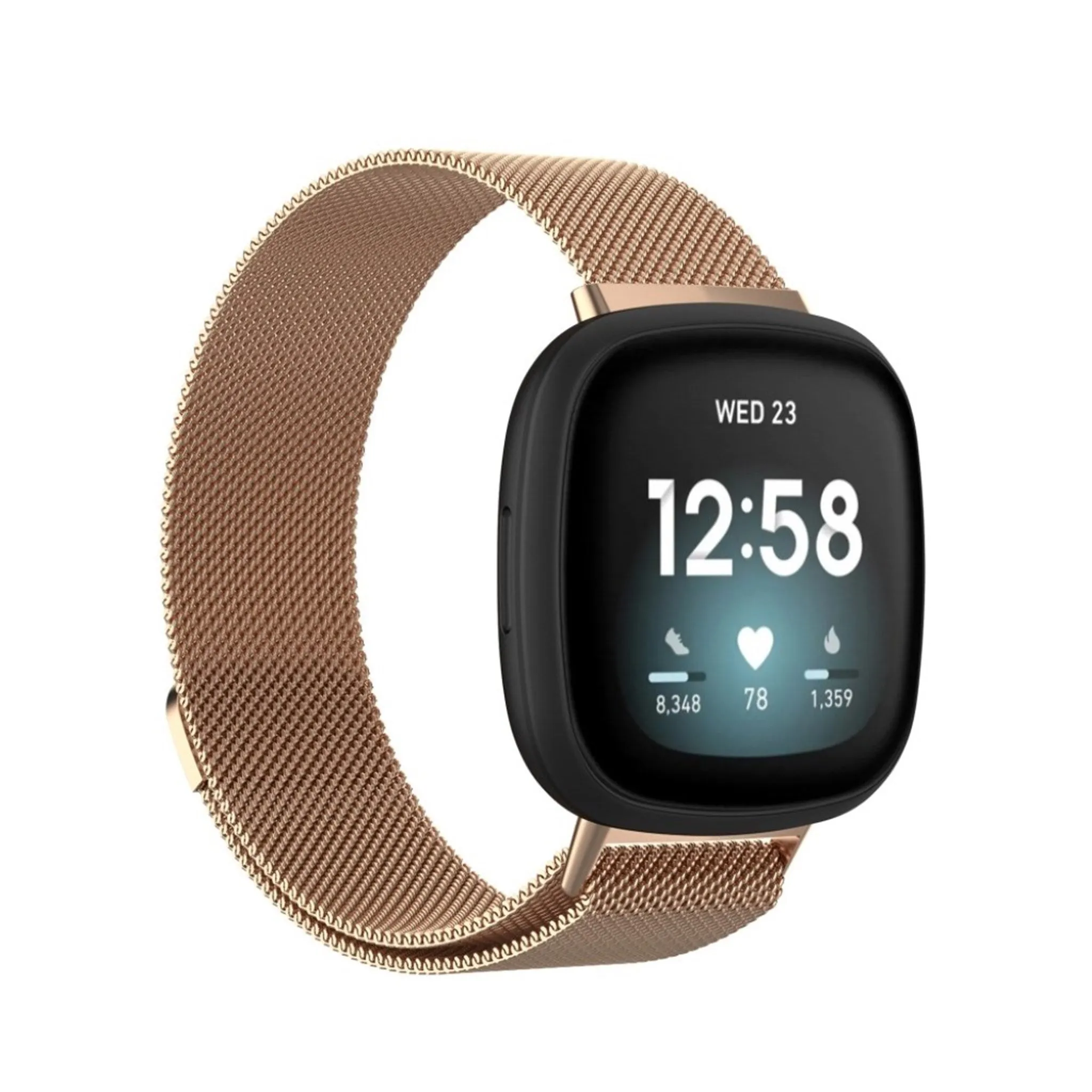 Fitbit Versa 3 stainless steel watch band - Rose Gold / Size: L