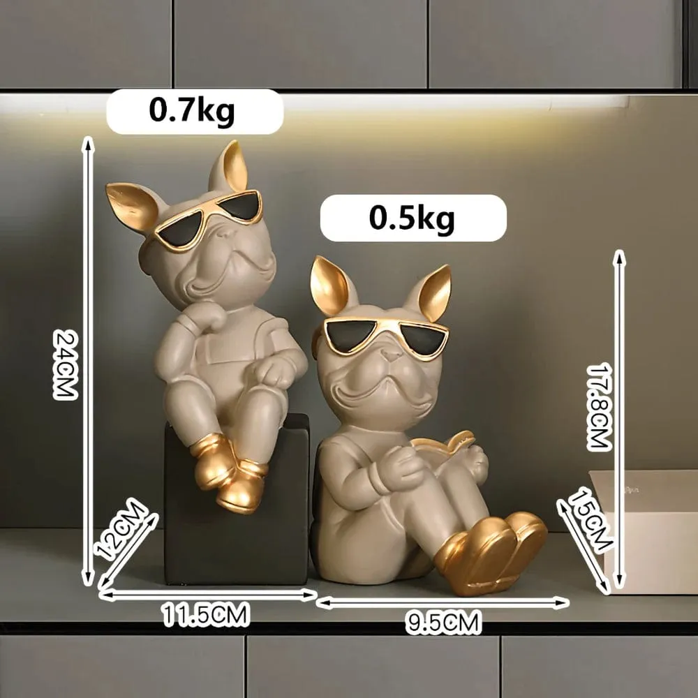 French Bulldog Wine Rack / Book Shelf: Stylish Dog Figurines for Home Interior Decoration and Table Ornaments in Your Living Room