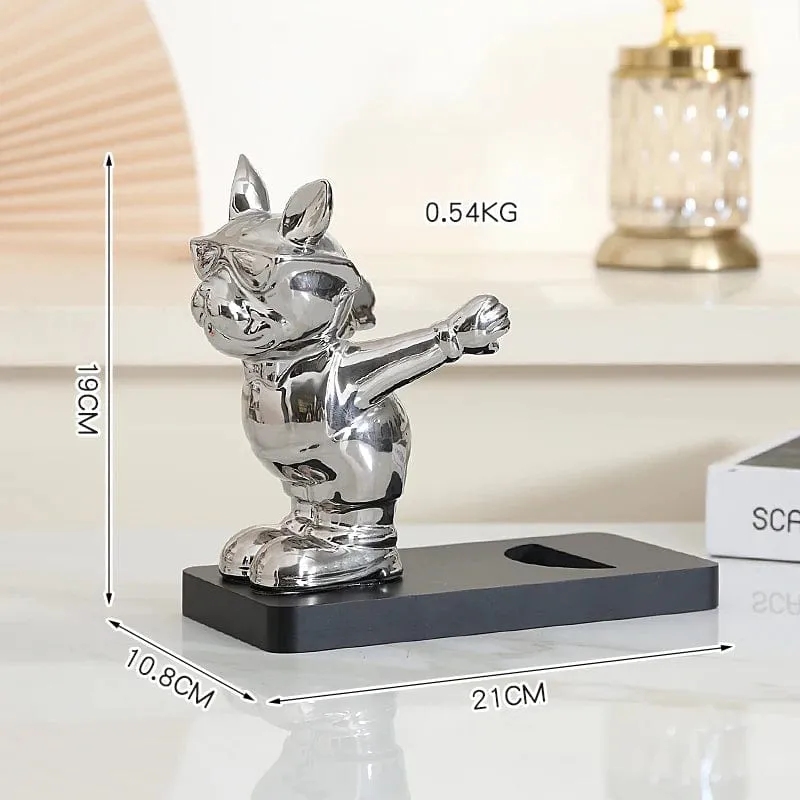 French Bulldog Wine Rack / Book Shelf: Stylish Dog Figurines for Home Interior Decoration and Table Ornaments in Your Living Room