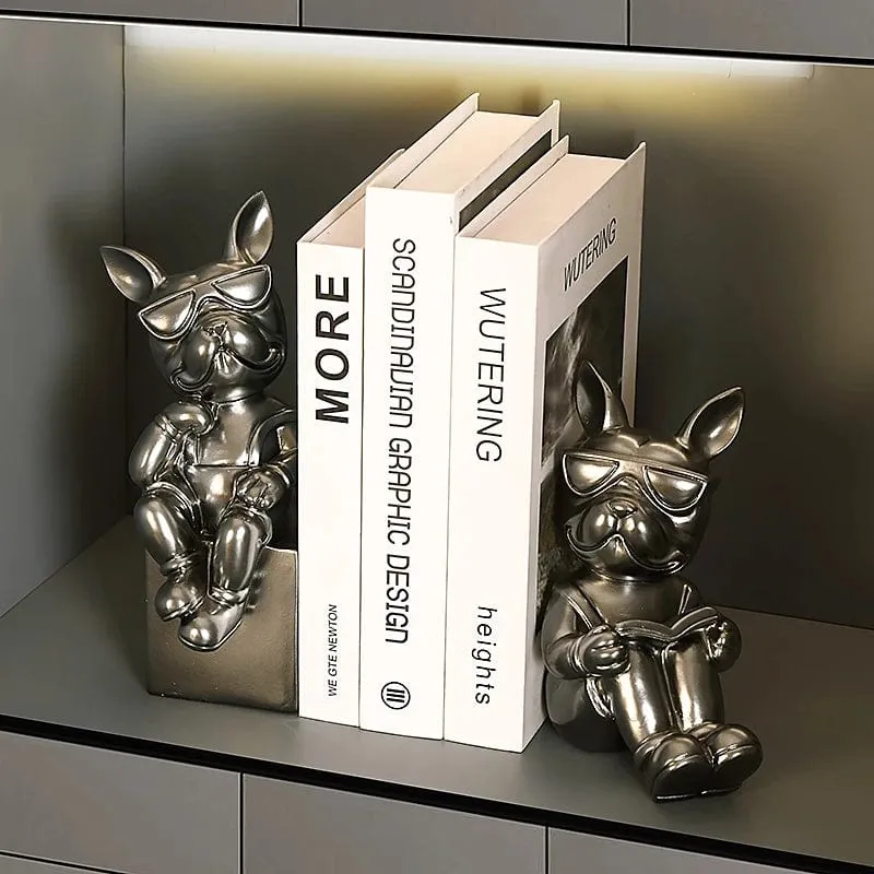 French Bulldog Wine Rack / Book Shelf: Stylish Dog Figurines for Home Interior Decoration and Table Ornaments in Your Living Room