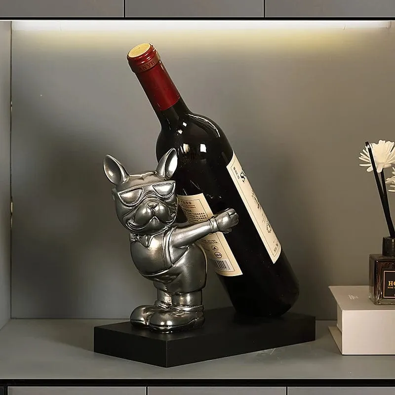 French Bulldog Wine Rack / Book Shelf: Stylish Dog Figurines for Home Interior Decoration and Table Ornaments in Your Living Room