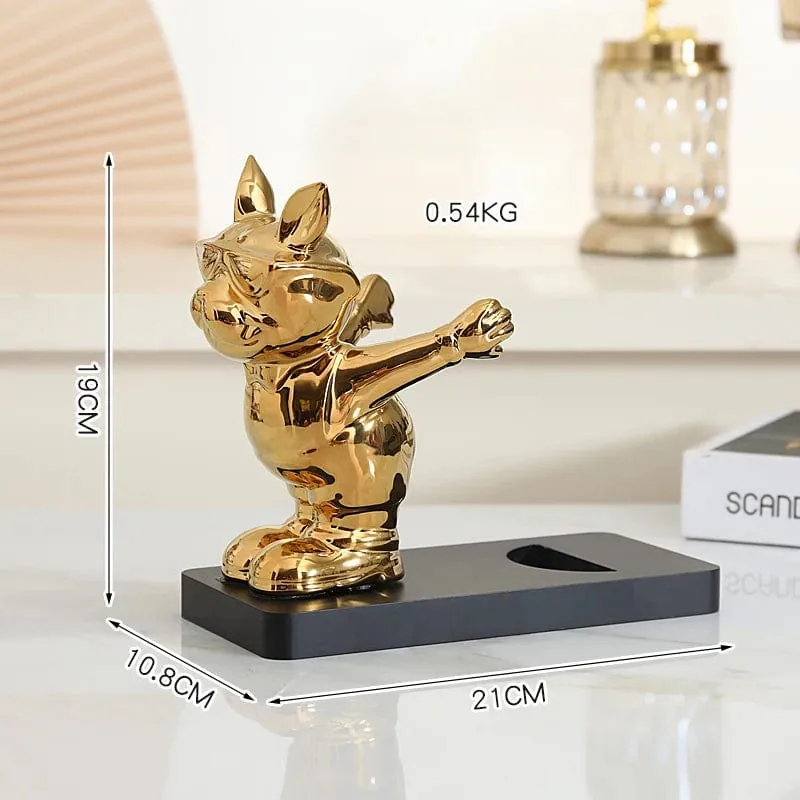 French Bulldog Wine Rack / Book Shelf: Stylish Dog Figurines for Home Interior Decoration and Table Ornaments in Your Living Room