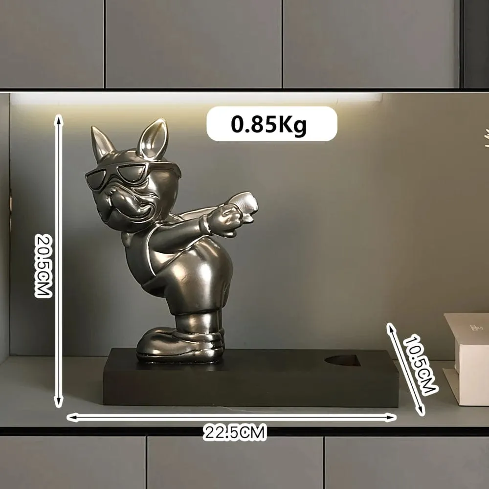 French Bulldog Wine Rack / Book Shelf: Stylish Dog Figurines for Home Interior Decoration and Table Ornaments in Your Living Room