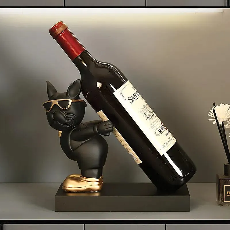 French Bulldog Wine Rack / Book Shelf: Stylish Dog Figurines for Home Interior Decoration and Table Ornaments in Your Living Room
