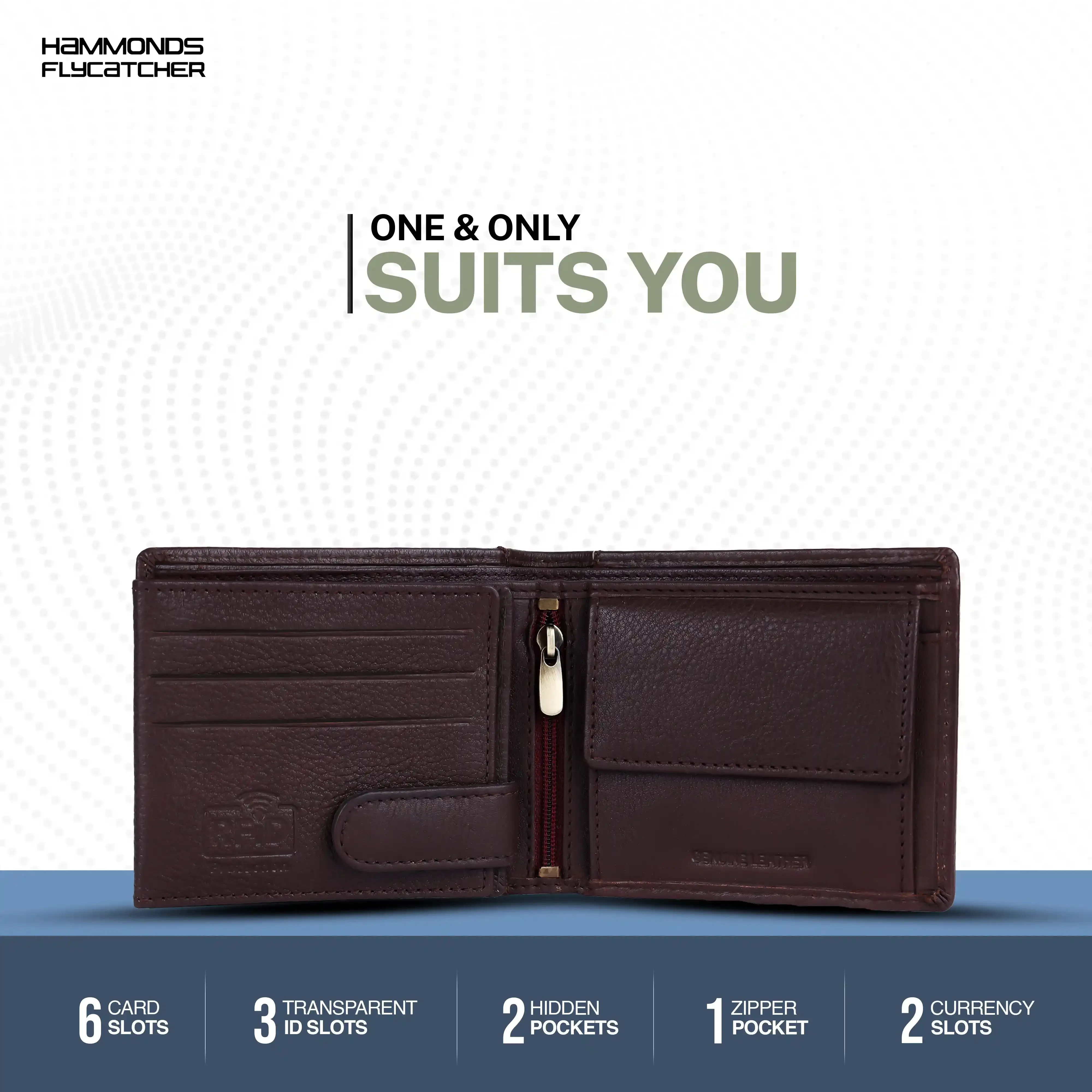 Genuine Leather Wallet for Men with 6 ATM Card Slots - RFID Protected