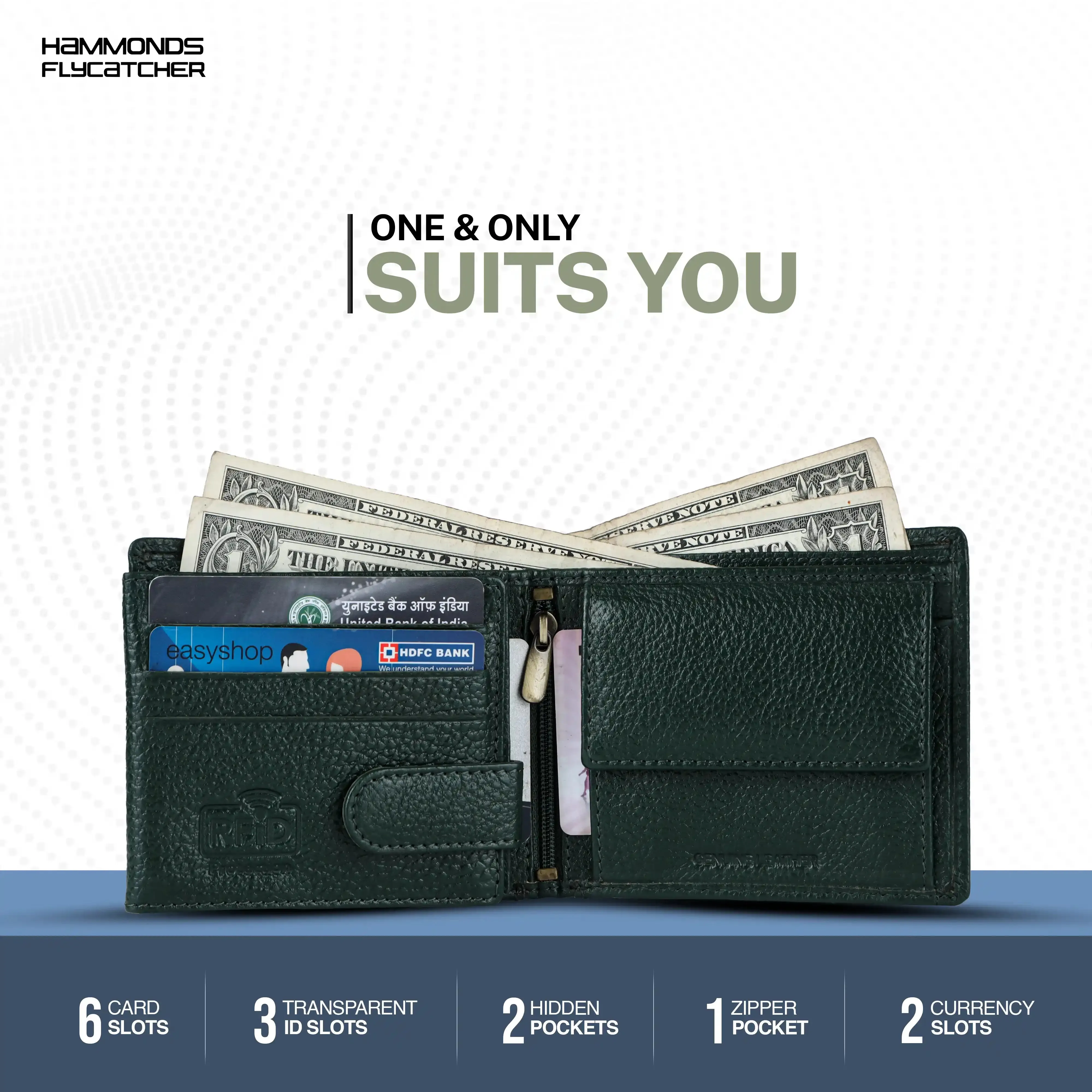 Genuine Leather Wallet for Men with 6 ATM Card Slots - RFID Protected