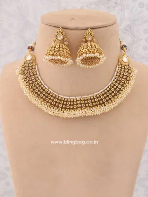 Golden Brahma Temple Jewellery Set