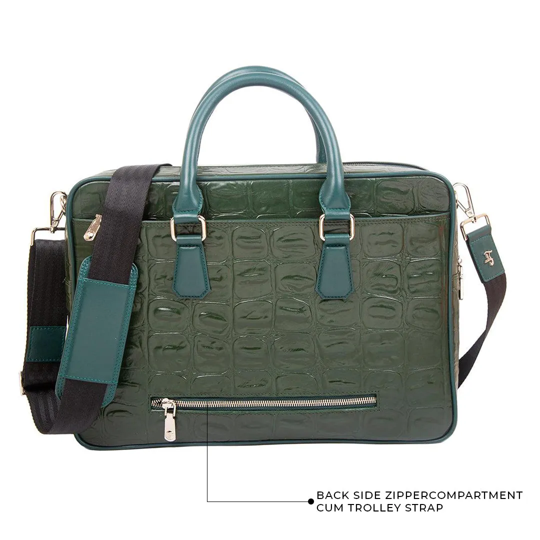 Great Dane | Luxury Laptop Bag | 100% Genuine Leather | For Office Use | Colour - Green & Blue