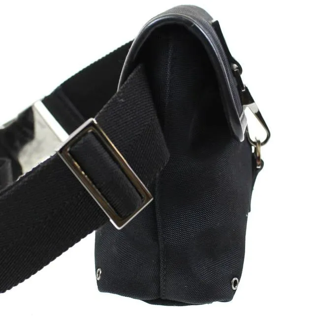 Gucci Black Canvas With A Heavy Canvas Belt And Chrome Accents Bag Fanny Pack Wallet
