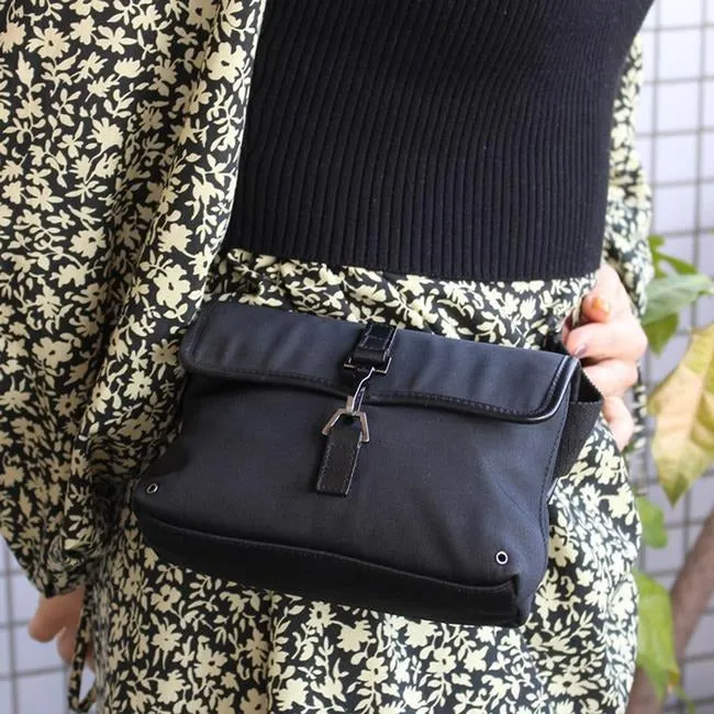 Gucci Black Canvas With A Heavy Canvas Belt And Chrome Accents Bag Fanny Pack Wallet