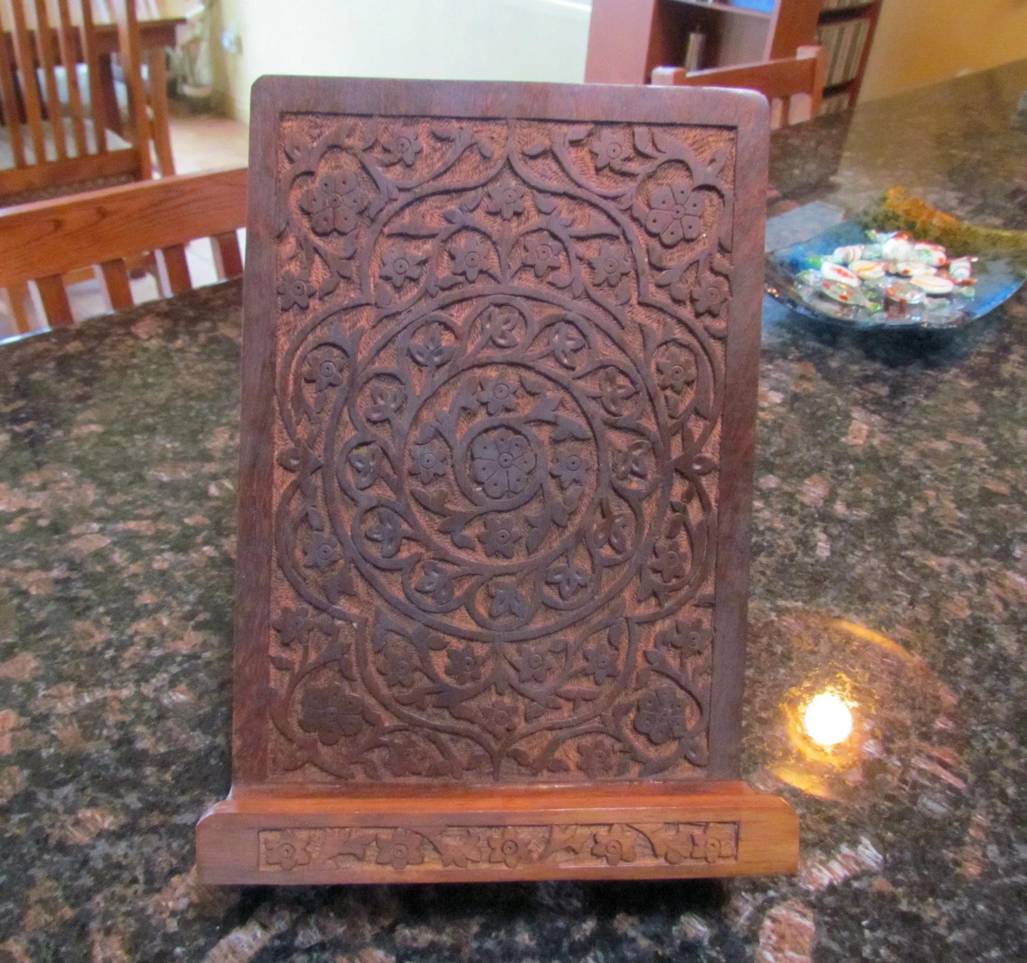 Hand Carved Wooden Book Stand New Shesham Cookbook Holder