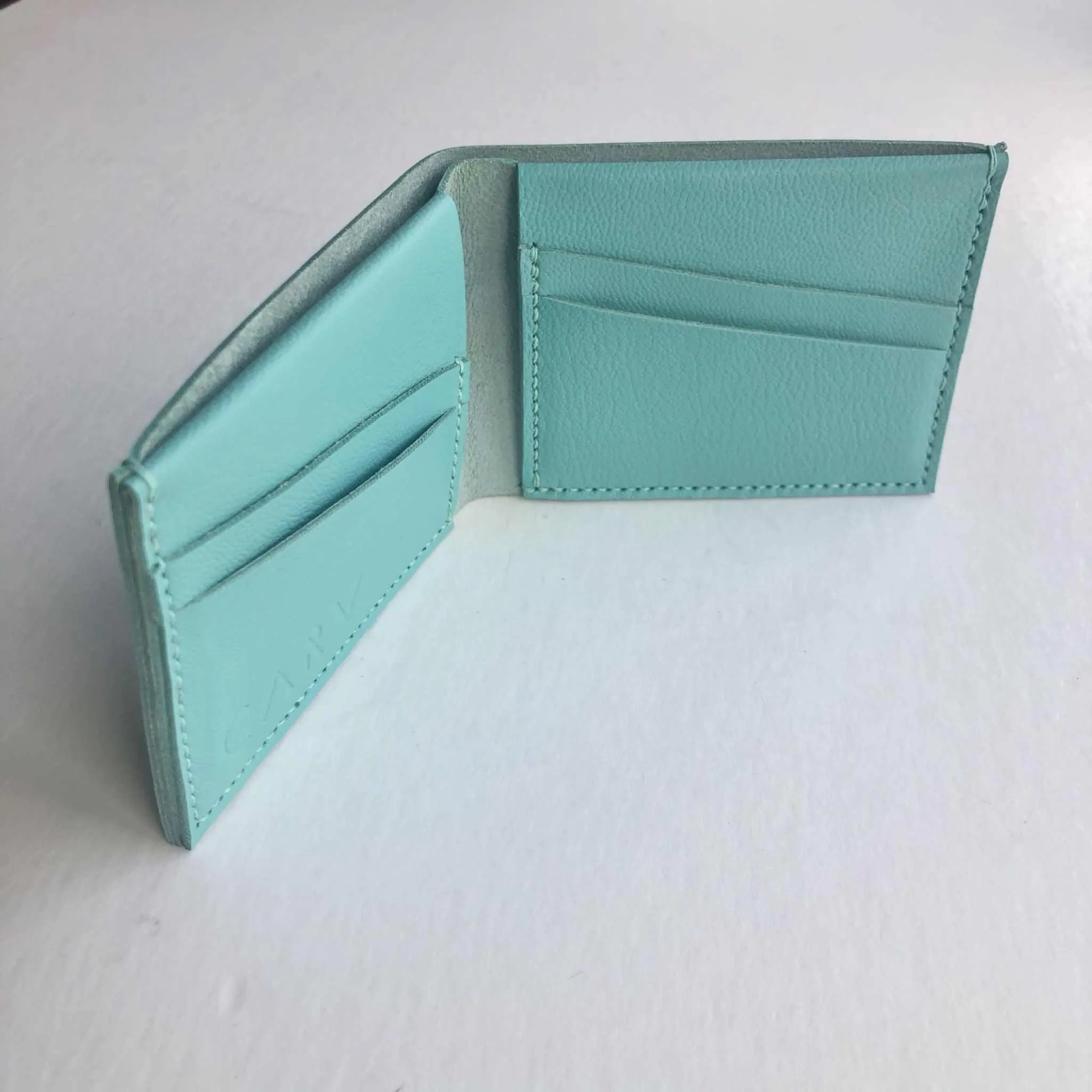 Handmade Leather Wallet in Colours (Mustard Yellow, Grey, Turquoise or Burgundy)
