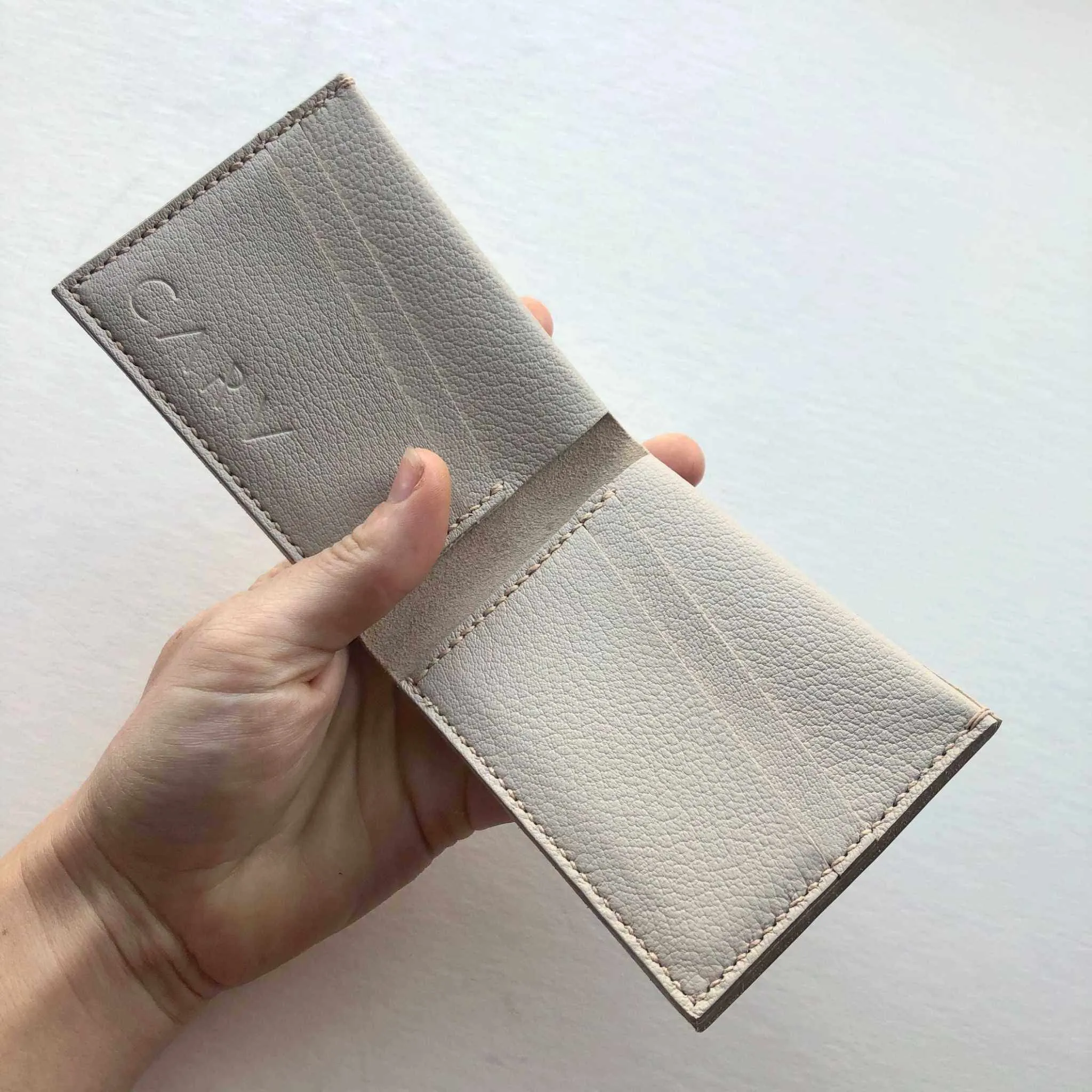 Handmade Leather Wallet in Colours (Mustard Yellow, Grey, Turquoise or Burgundy)