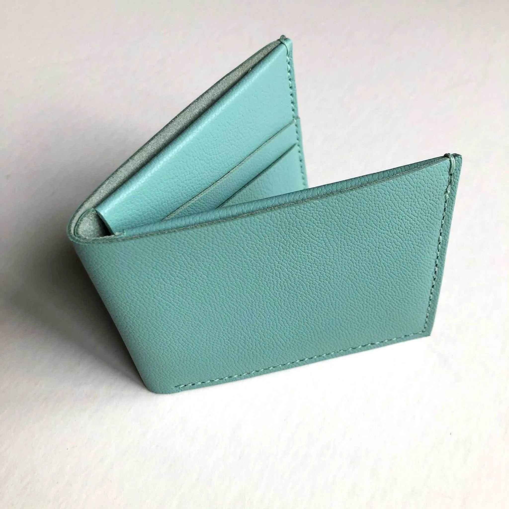 Handmade Leather Wallet in Colours (Mustard Yellow, Grey, Turquoise or Burgundy)