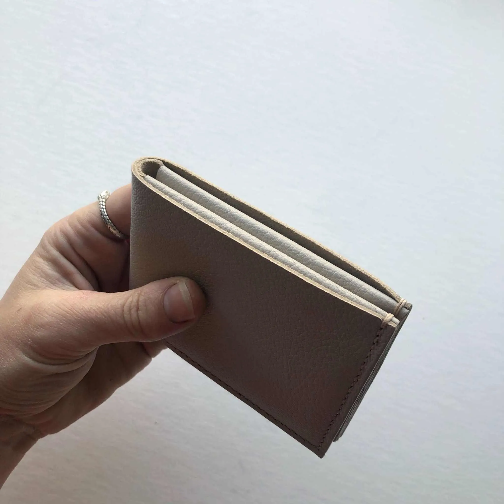 Handmade Leather Wallet in Colours (Mustard Yellow, Grey, Turquoise or Burgundy)
