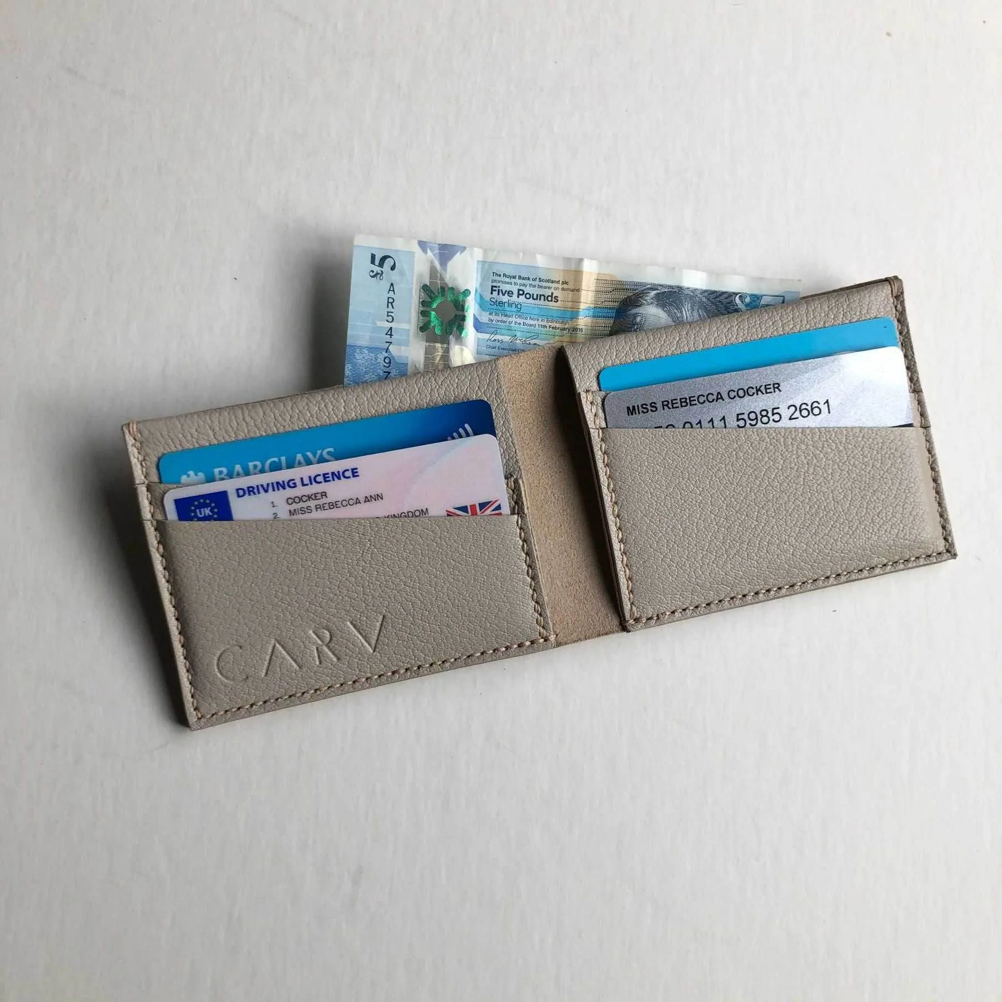 Handmade Leather Wallet in Colours (Mustard Yellow, Grey, Turquoise or Burgundy)
