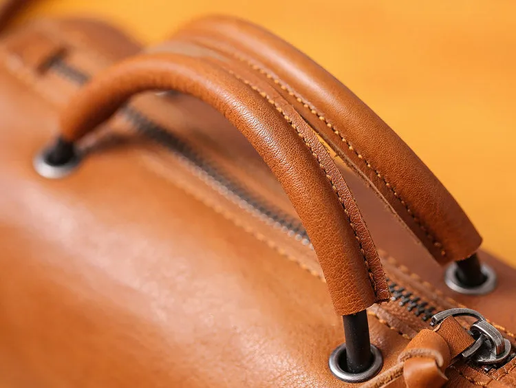Handmade Womens Small Leather Barrel Bag Crossbody Bags Purses for Women