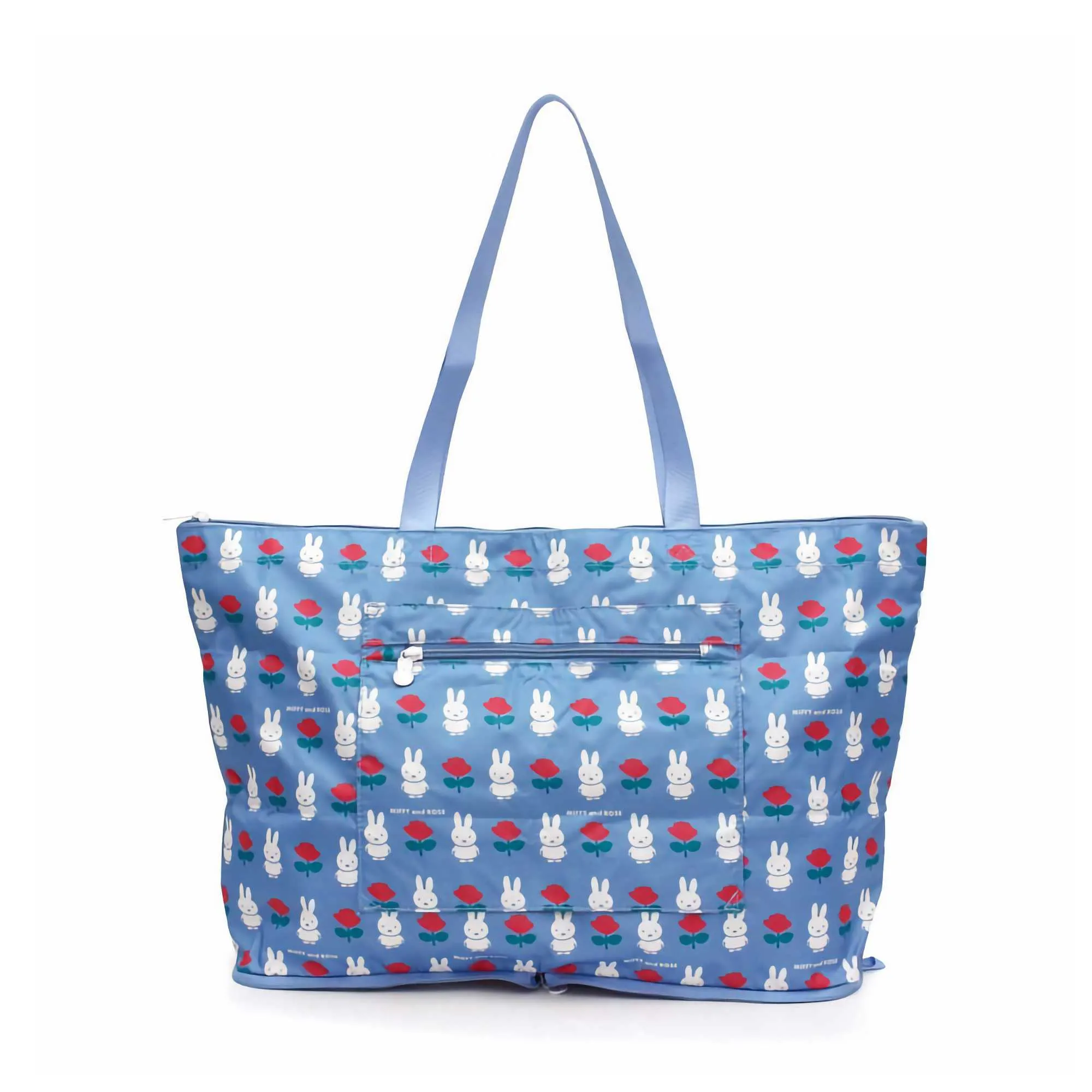 HAPI TAS© Miffy Foldable Tote Bag 17L, Blue Miffy and Rose