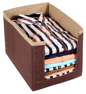 Heart Home Non-Woven Foldable Shirt Stacker Closet Organizer With Handles (Brown)-HS43HEARTH26546
