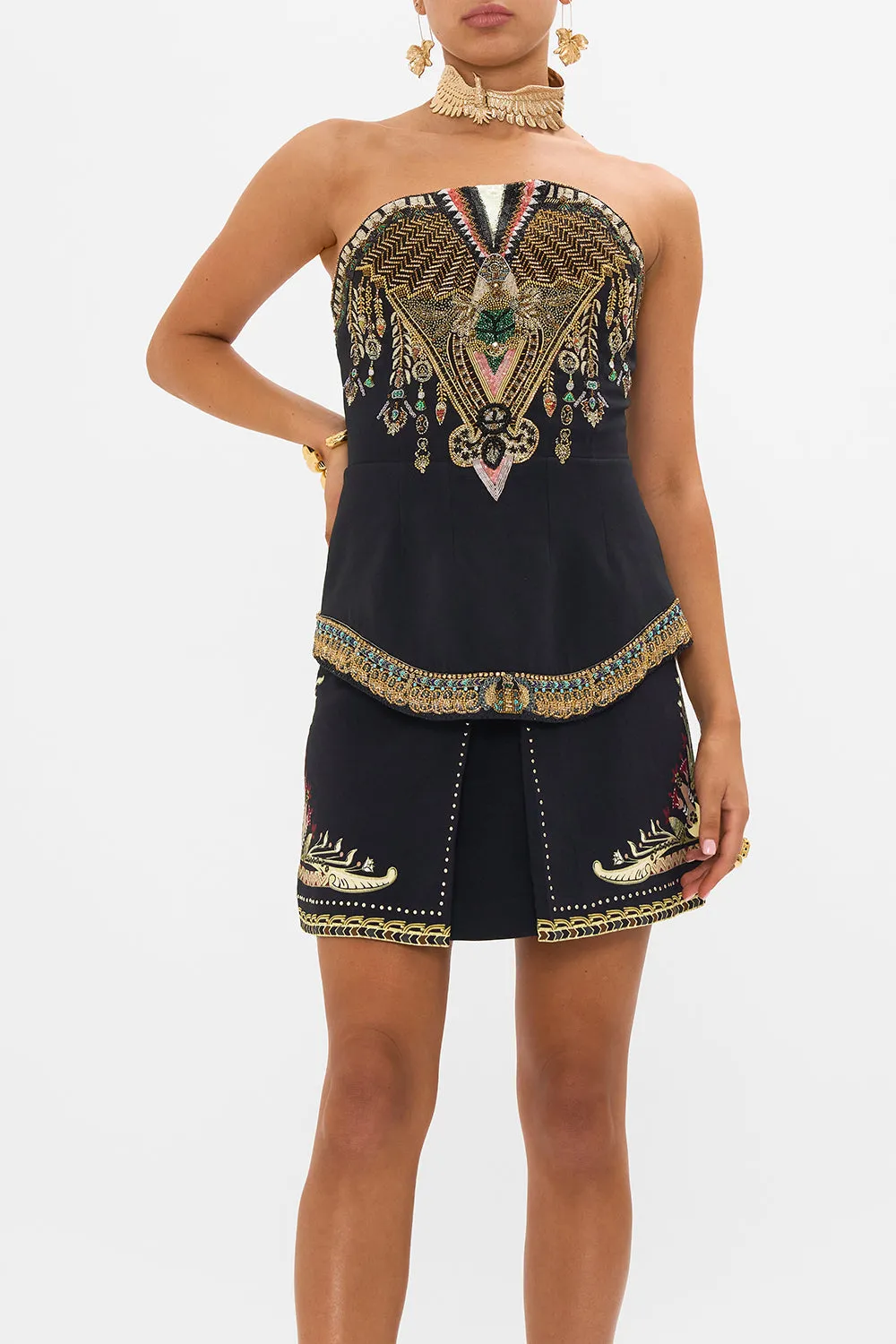 HEAVILY EMBELLISHED CURVED HEM DETAIL CORSET THEY CALLED HER NEFERTARI