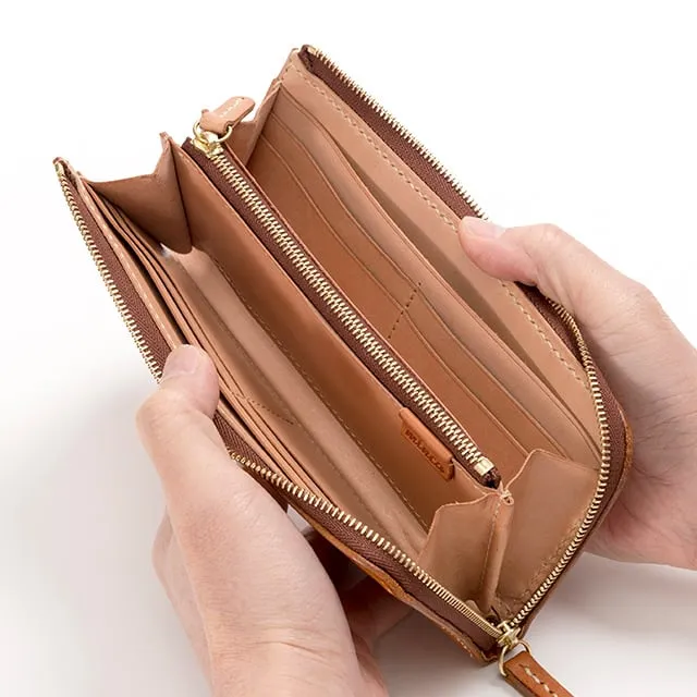 High Quality Tochigi Leather Long Wallet, Handmade in Japan