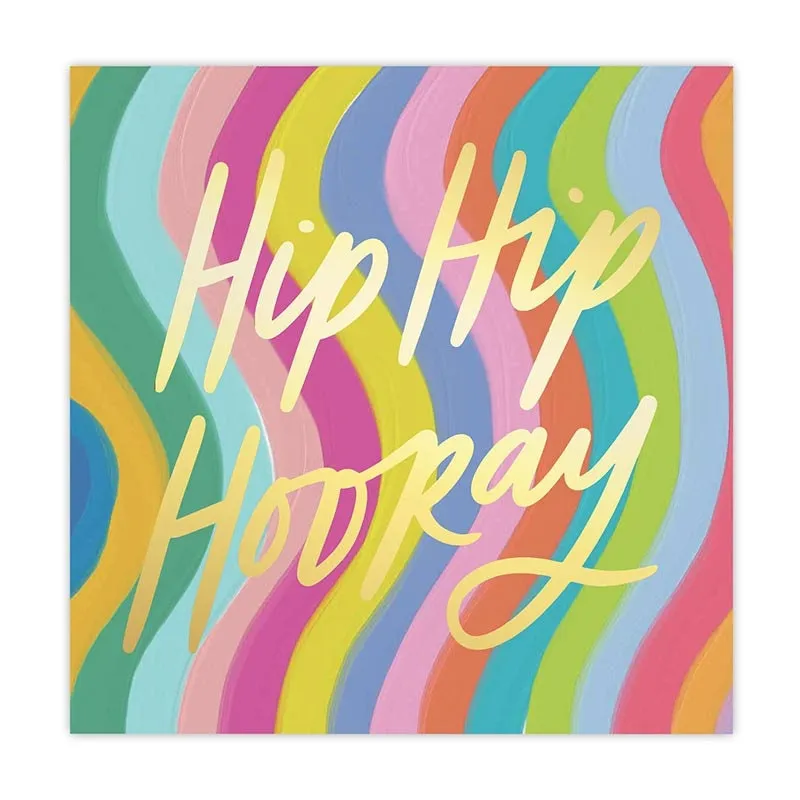 Hip Hip Hooray Wavy Stripe Napkins, Set of 20 Cocktail Napkins from  Thimblepress x Slant Collections, Features Gold Foil Text