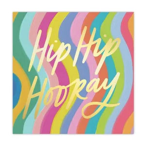 Hip Hip Hooray Wavy Stripe Napkins, Set of 20 Cocktail Napkins from  Thimblepress x Slant Collections, Features Gold Foil Text