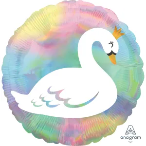 Holographic Iridescent Pastel Swan Foil Balloon 45cm