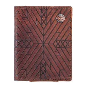 Hooey "Austin" Embossed Aztec Lather Bifold Money Clip