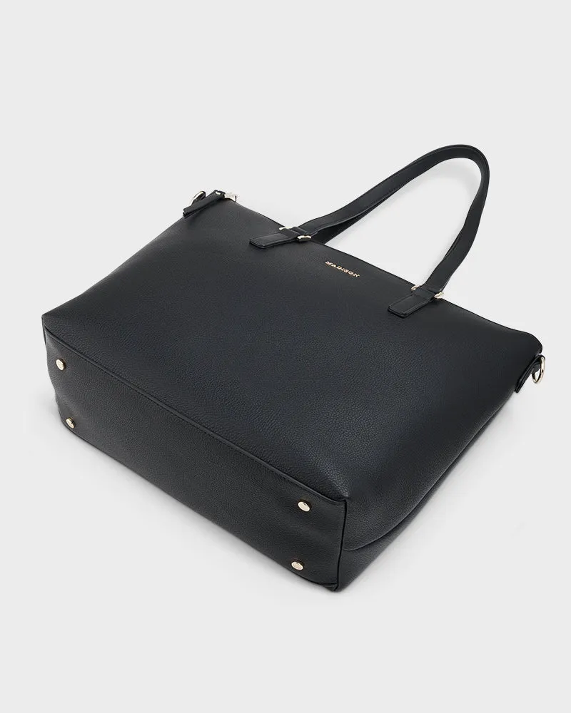 Inga Large Zip Top Tote Bag with Laptop Pocket   Monogram Stripe Bag Strap