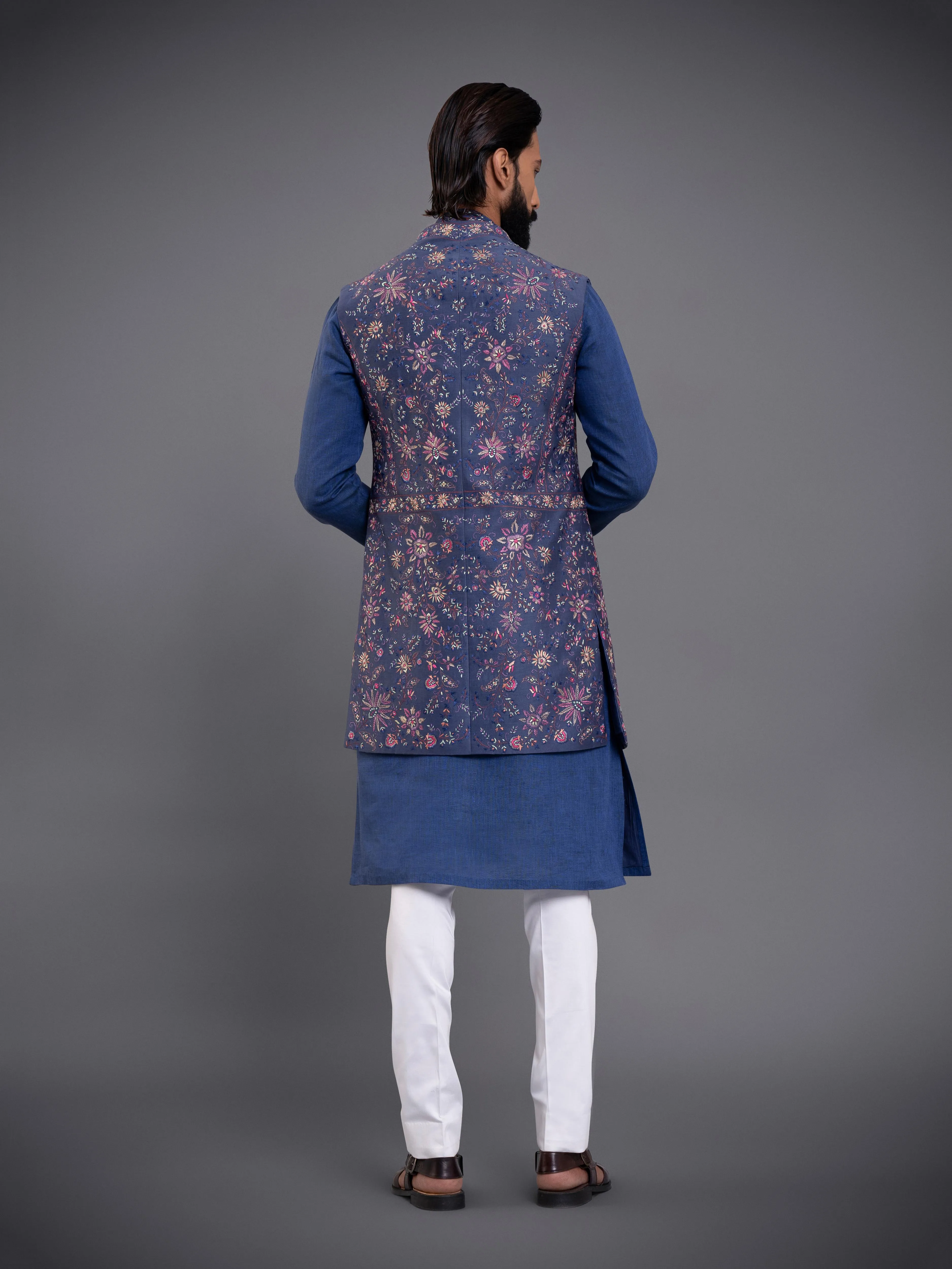 KASHMIR FIZA LONG OPEN WAISTCOAT