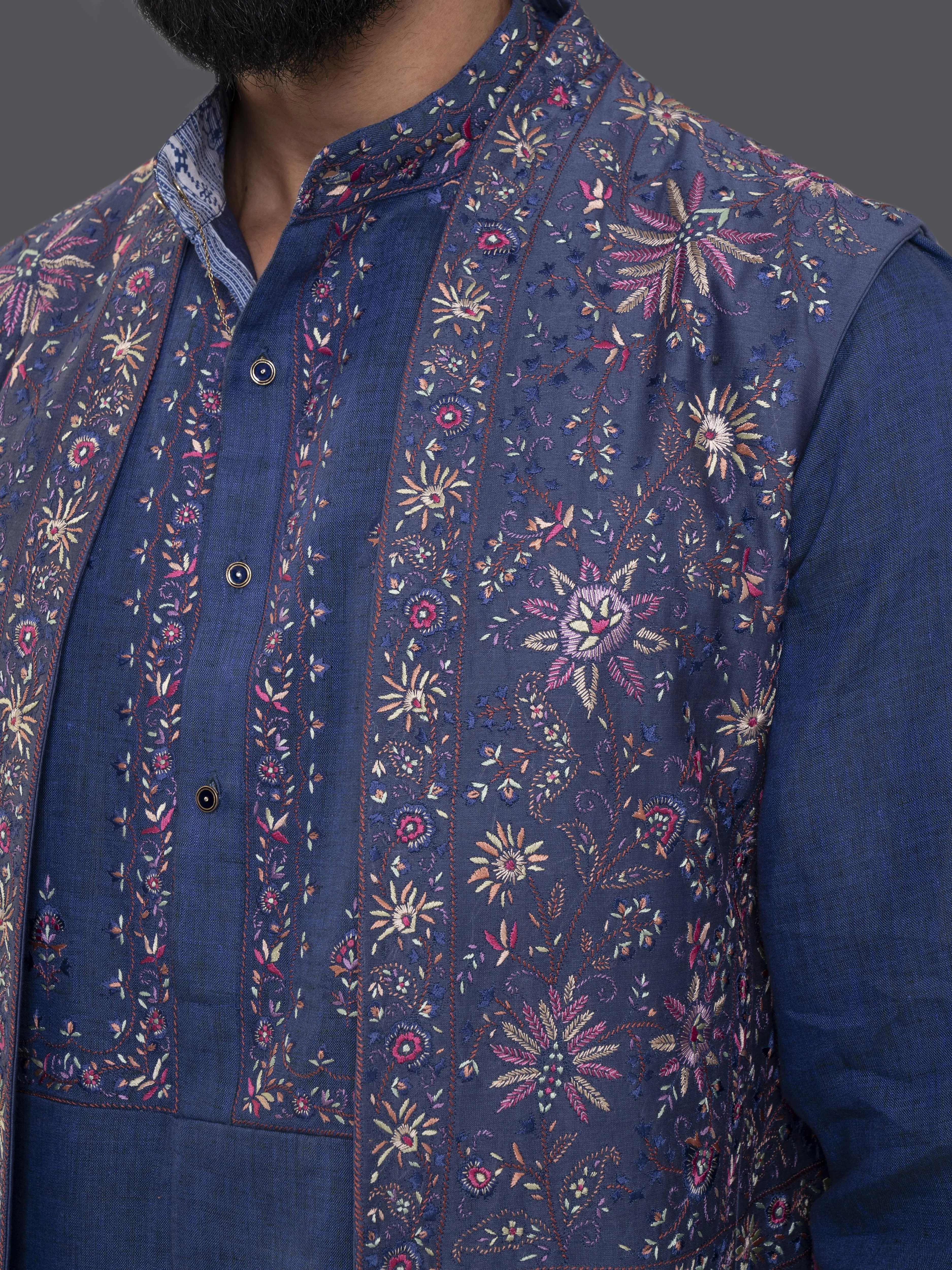 KASHMIR FIZA LONG OPEN WAISTCOAT