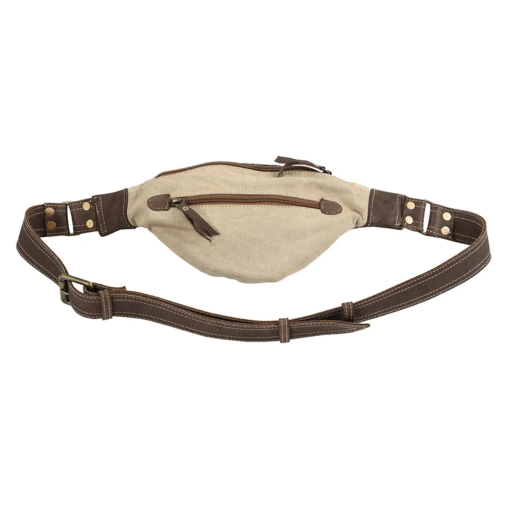 KB289 - KB289 -FANNY PACK Real Cowhide Leather and Upcycled Canvas Ladies Bag 11x7 KB289 - KB289