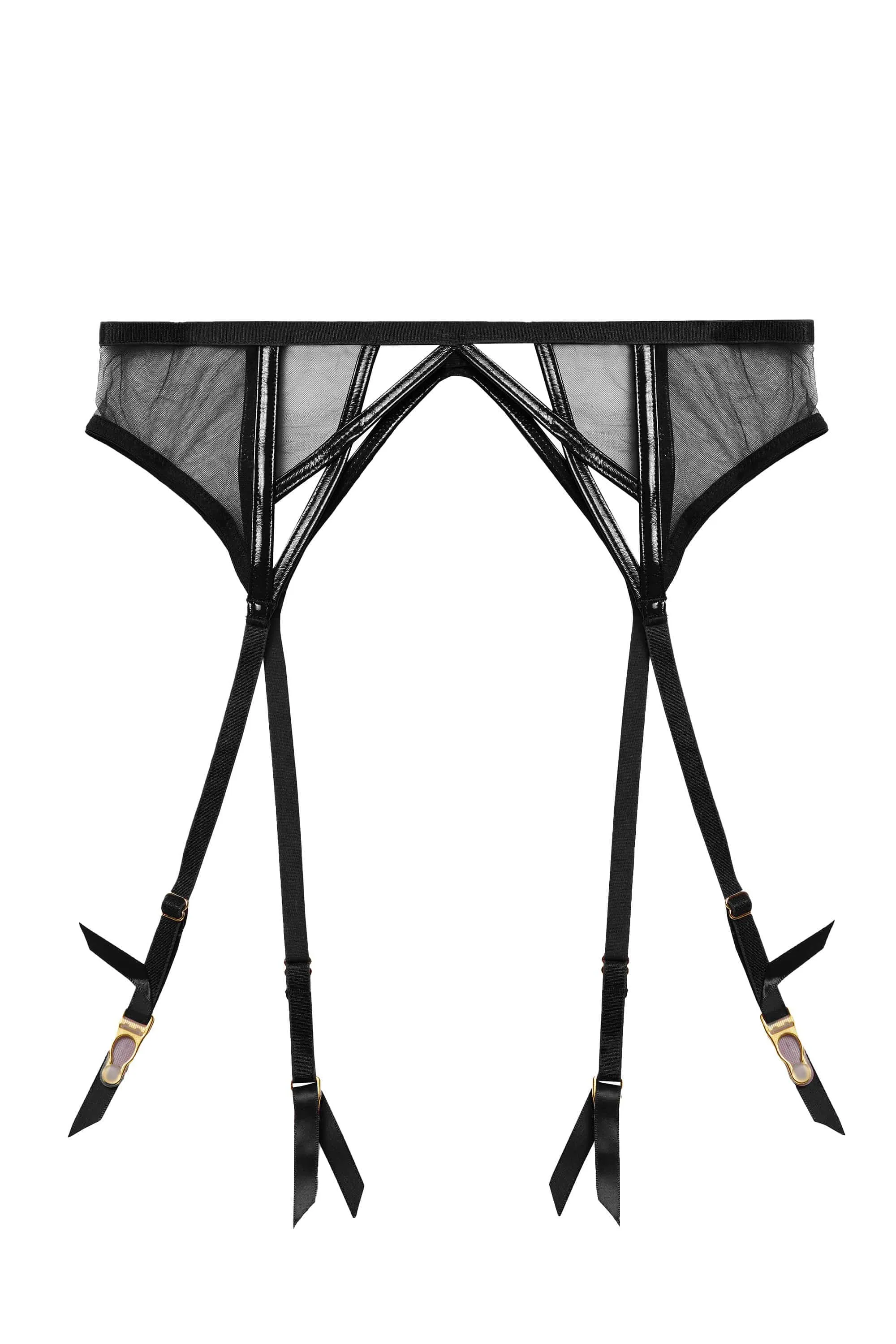Kelly Black PVC Cut Out Suspender