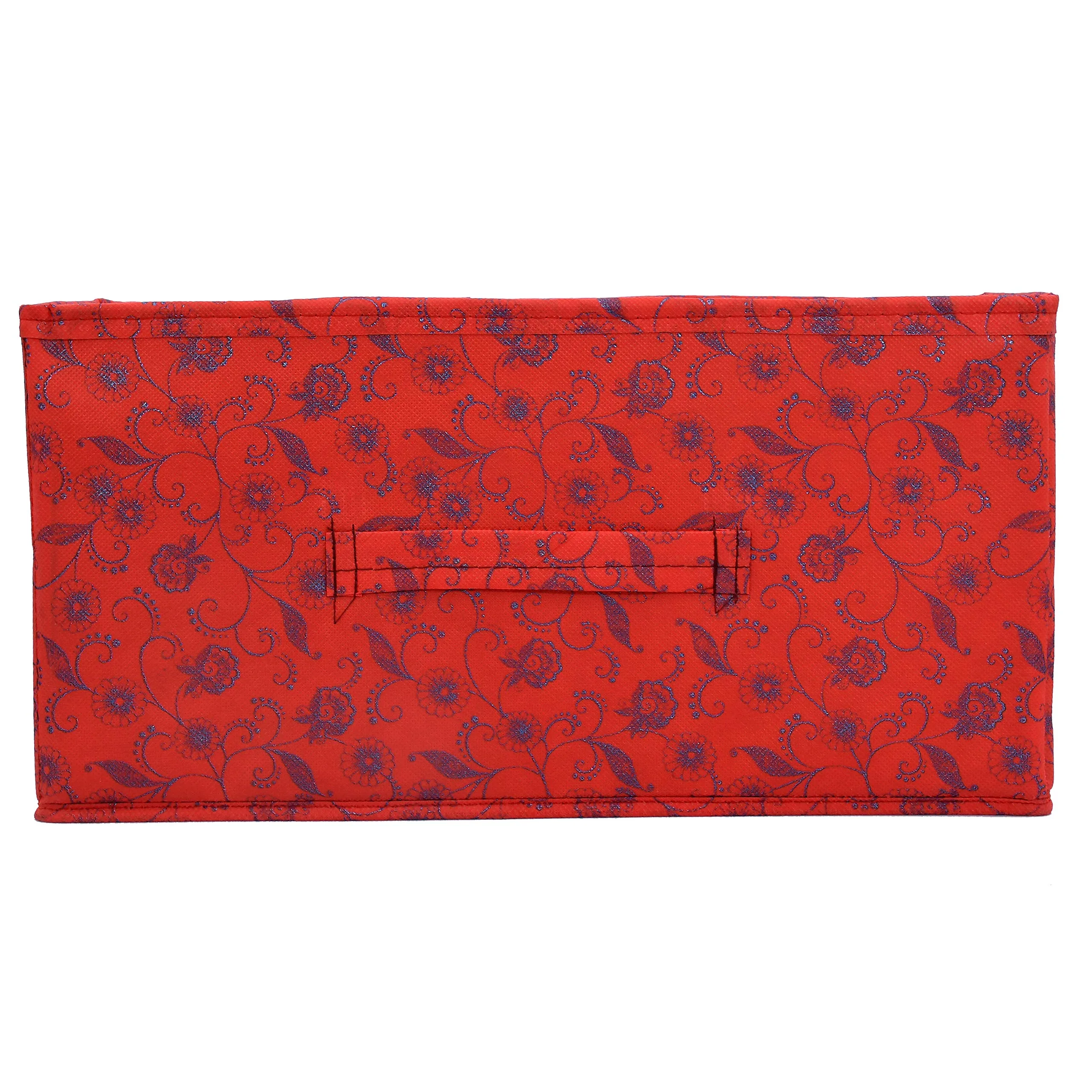 Kuber Industries Metalic Floral Print Non Woven Fabric 2-Replacement Drawer Storage and Cloth Organizer Unit for Closet (Red)-KUBMART3491